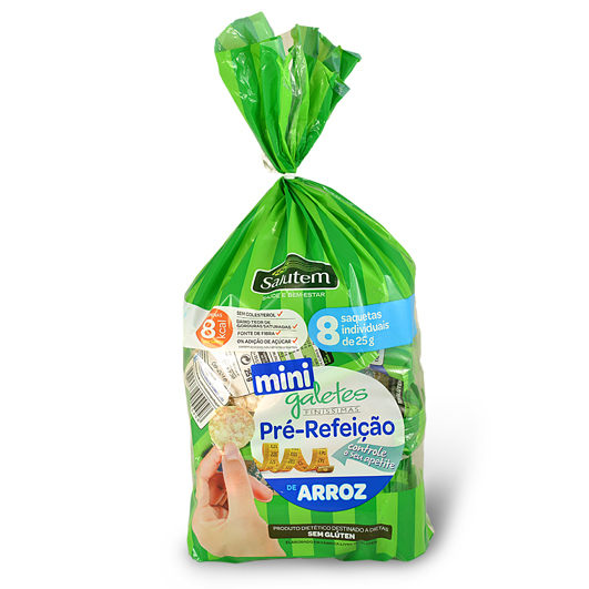 BOLACHA MINI G ARROZ 200GR 8X25G SALUTEM